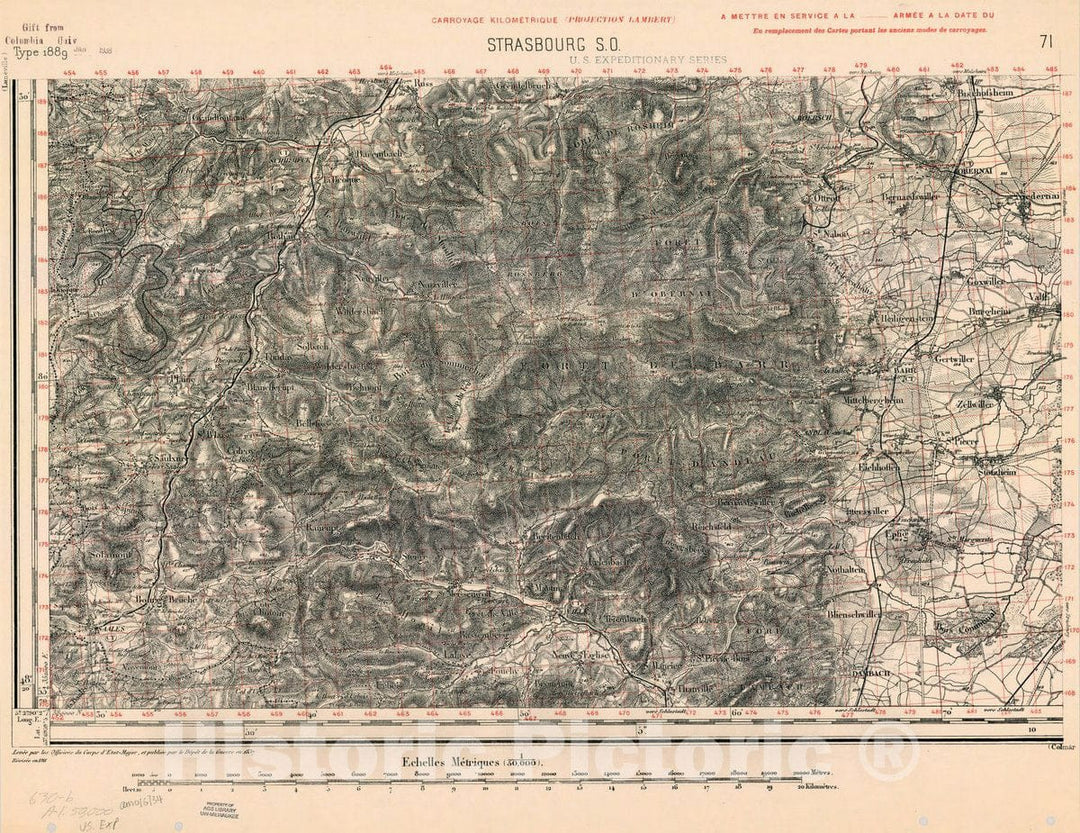 Map : France 1918- 84, [Topographic maps of France], Antique Vintage Reproduction