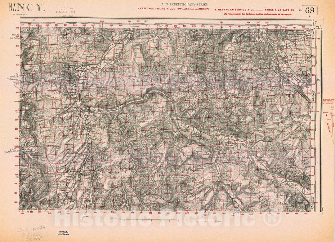 Map : France 1918- 87, [Topographic maps of France], Antique Vintage Reproduction