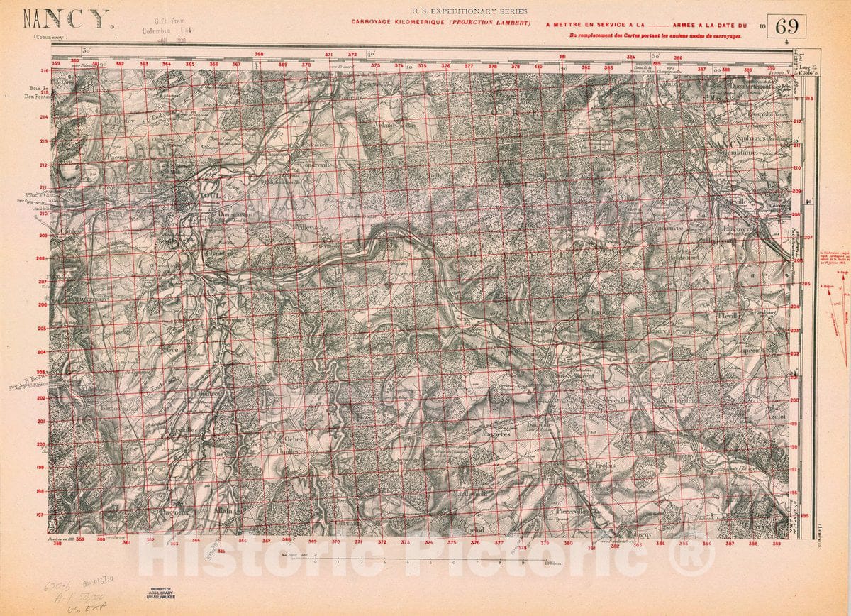 Map : France 1918- 87, [Topographic maps of France], Antique Vintage Reproduction