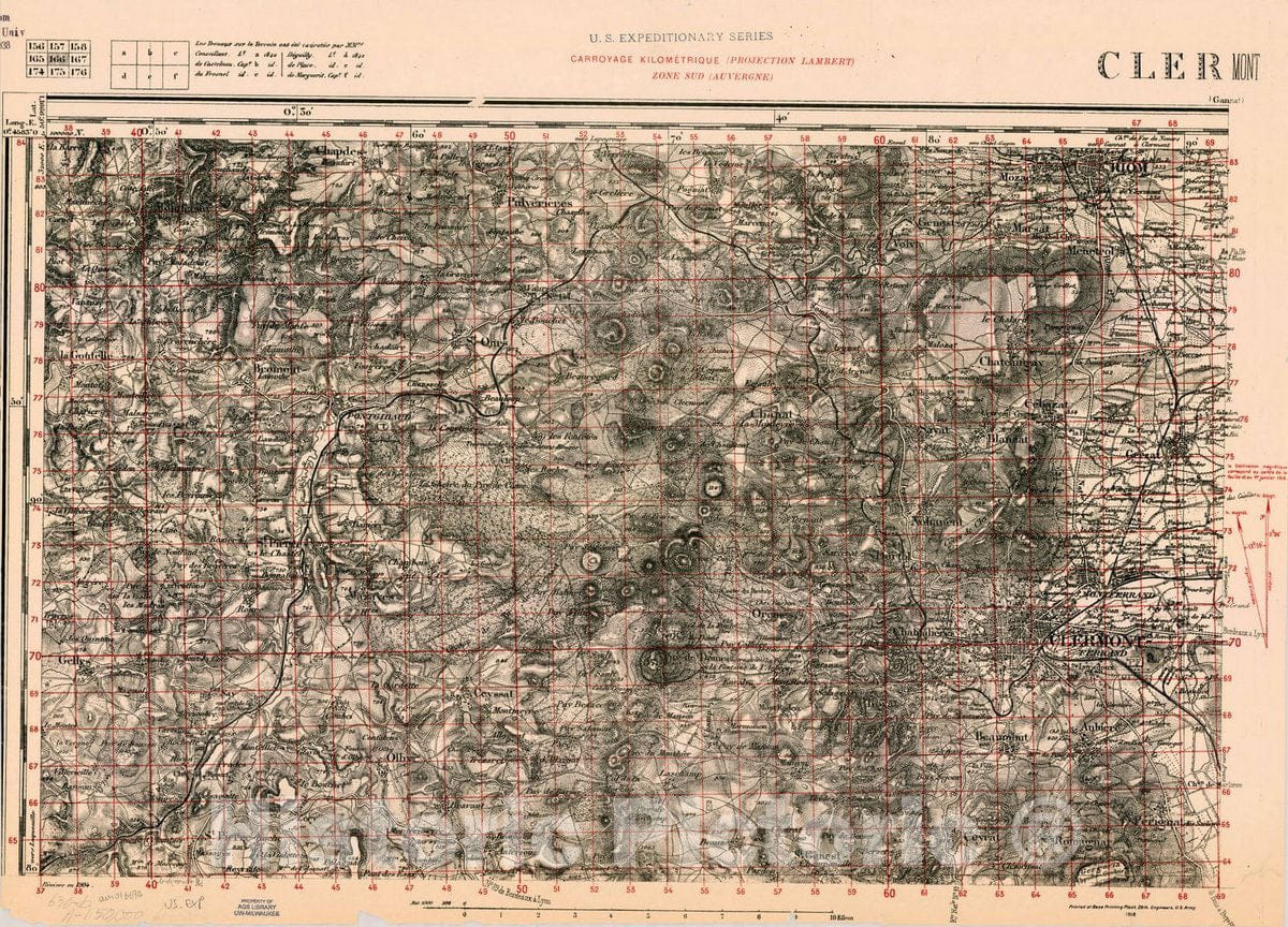 Map : France 1918- 102, [Topographic maps of France], Antique Vintage Reproduction