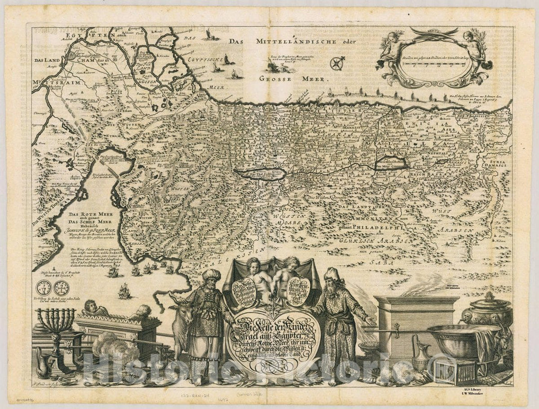 Map : Holy Land Maps #88, Die Reise der Kinder Israel auf Aegypten, durchs rothe Meer, ihr Umschweiff durch die Wusten u. Eingang ins gelobte Land