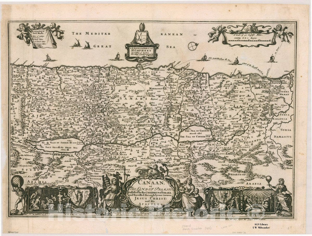 Map : Holy Land Maps #75, Canaan or the Land of Promise. Possesed by the children of Israel and Travelled through by our Saviour Jesus Christ ; and His Apostles