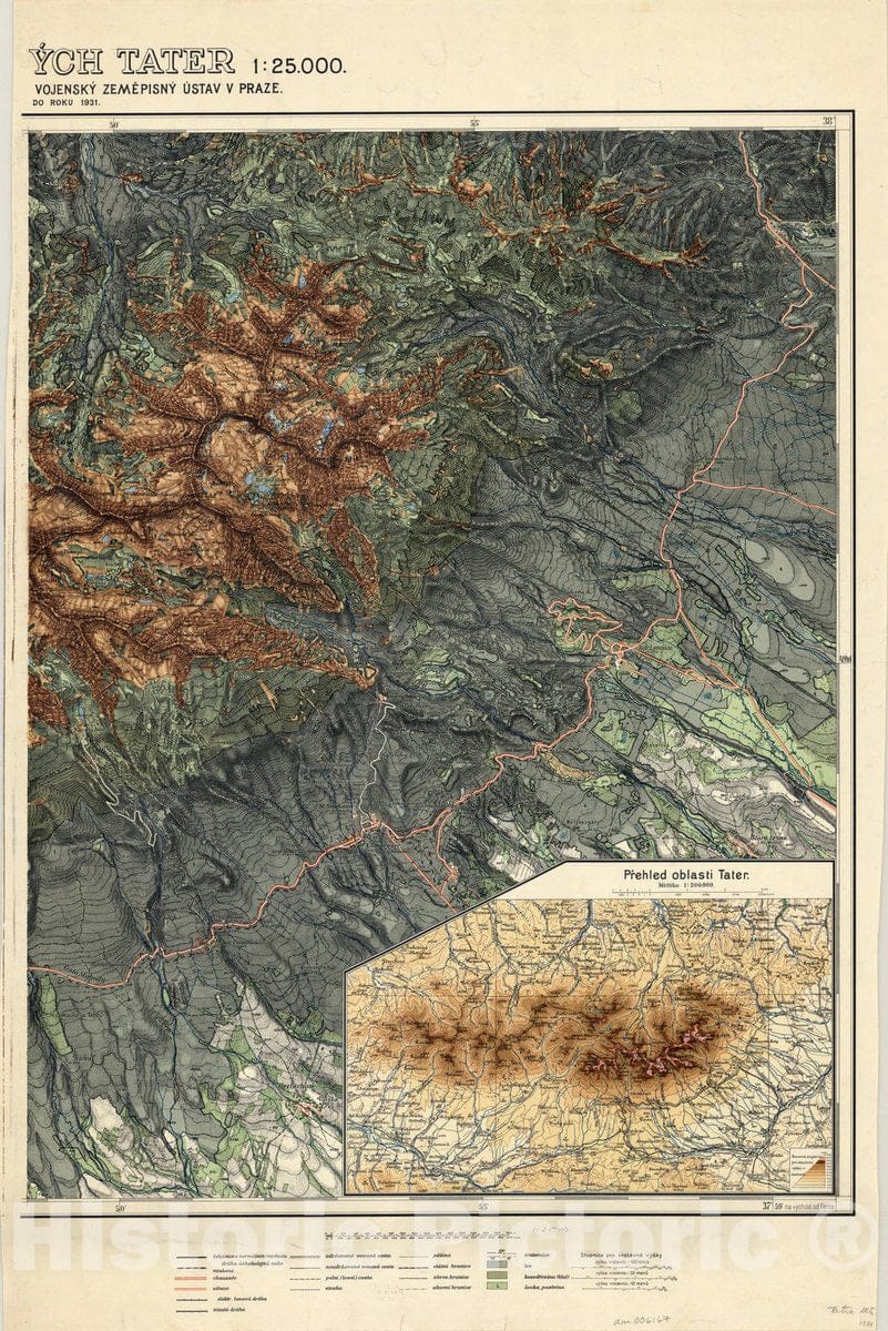 Map : Tatra Mountains (Slovakia and Poland) 2, Podrobna mapa Vysokych Tater 1:25,000 , Antique Vintage Reproduction