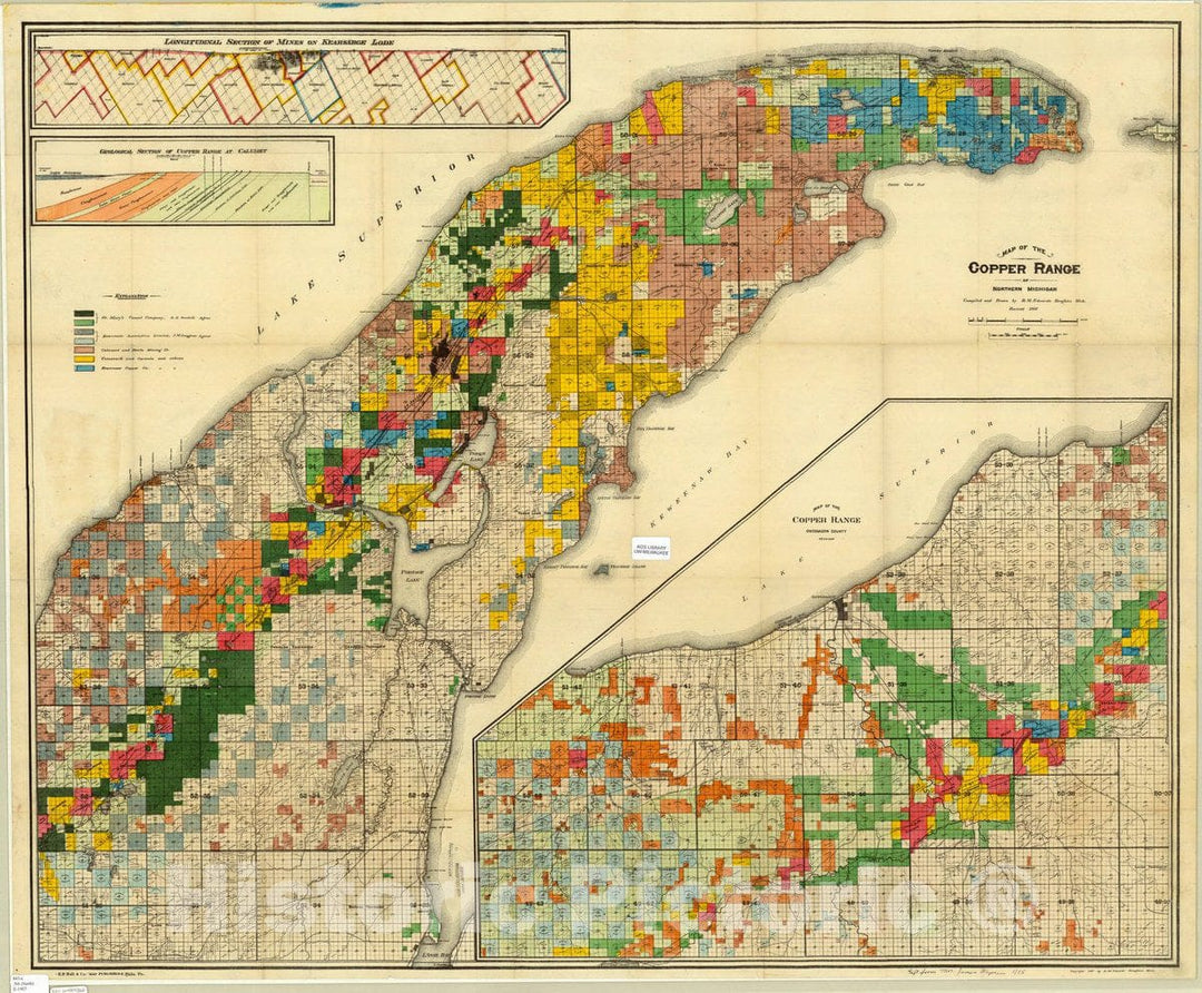 Map : am004362, Map of the copper range of Northern Michigan , Antique Vintage Reproduction