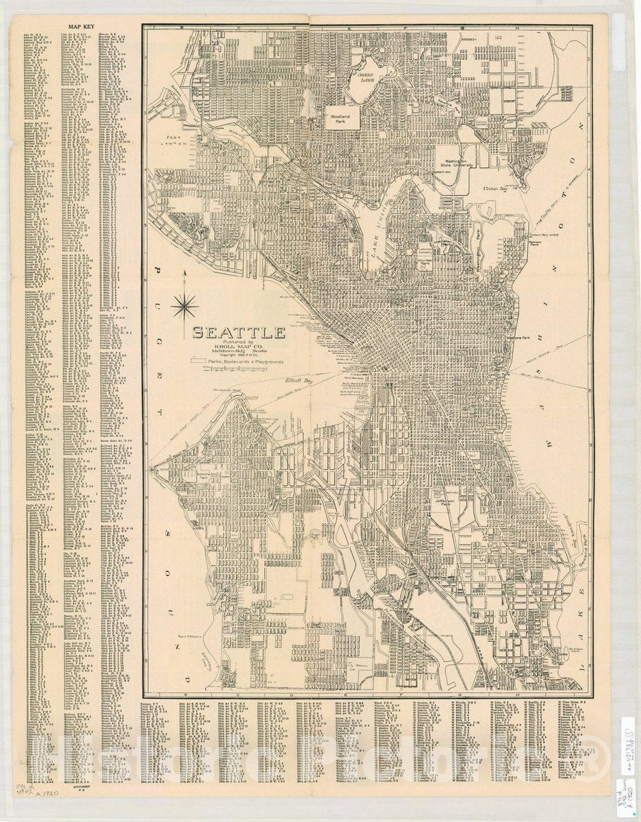 Map : Seattle, Washington 1920, , Antique Vintage Reproduction