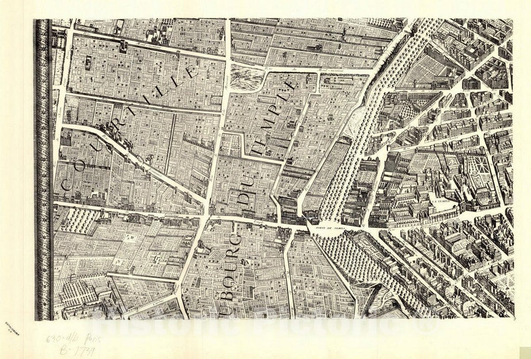 Map : Plan de Paris 6, Le Plan de Louis Bretez dit Plan de Turgot , Antique Vintage Reproduction