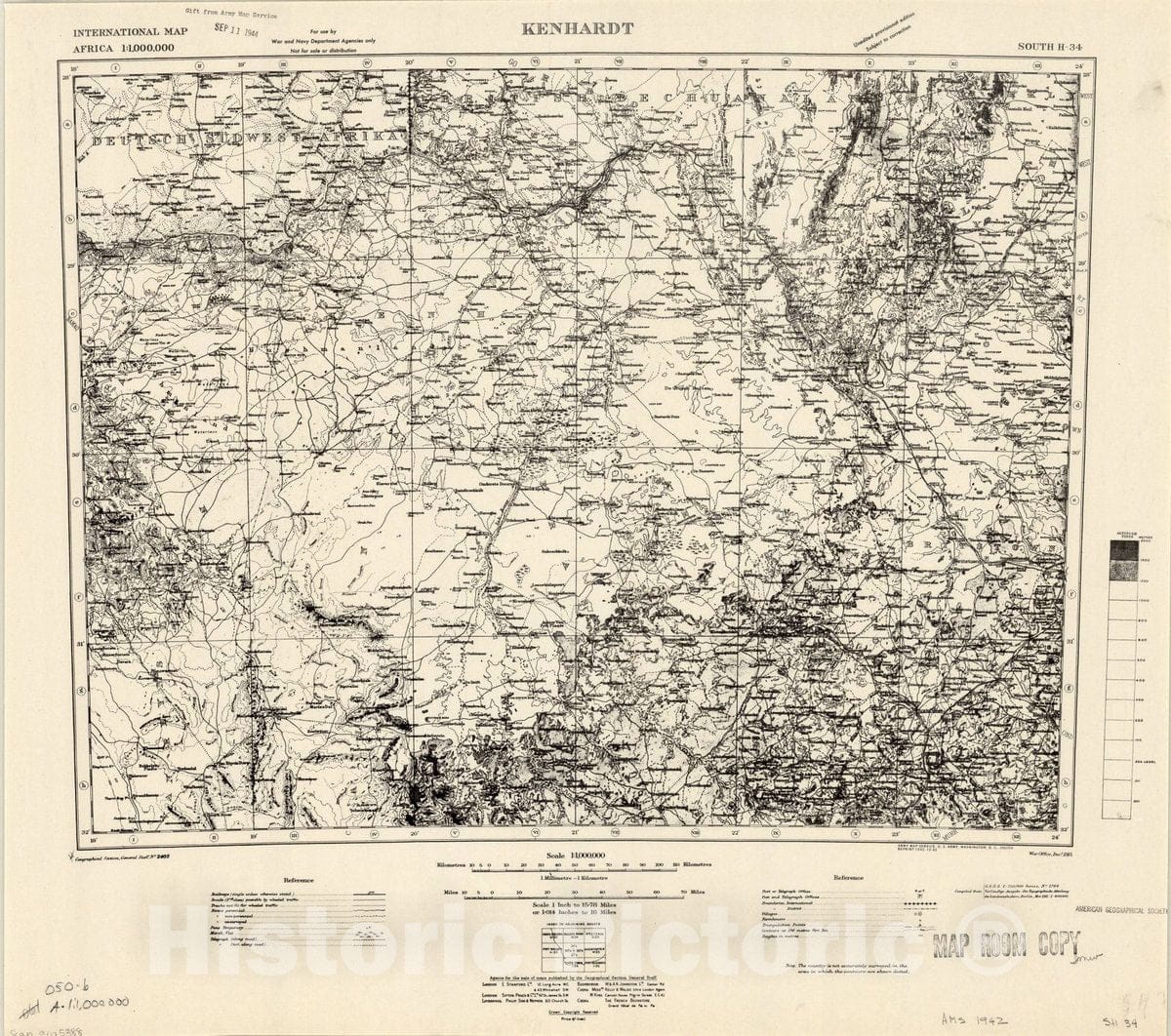 Map : Kenhardt District, South Africa 1942, Kenhardt , Antique Vintage Reproduction