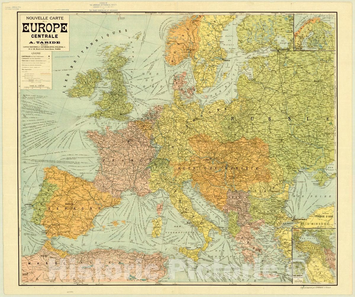 Map : Europe 1910, Nouvelle carte de l'Europe centrale , Antique Vintage Reproduction