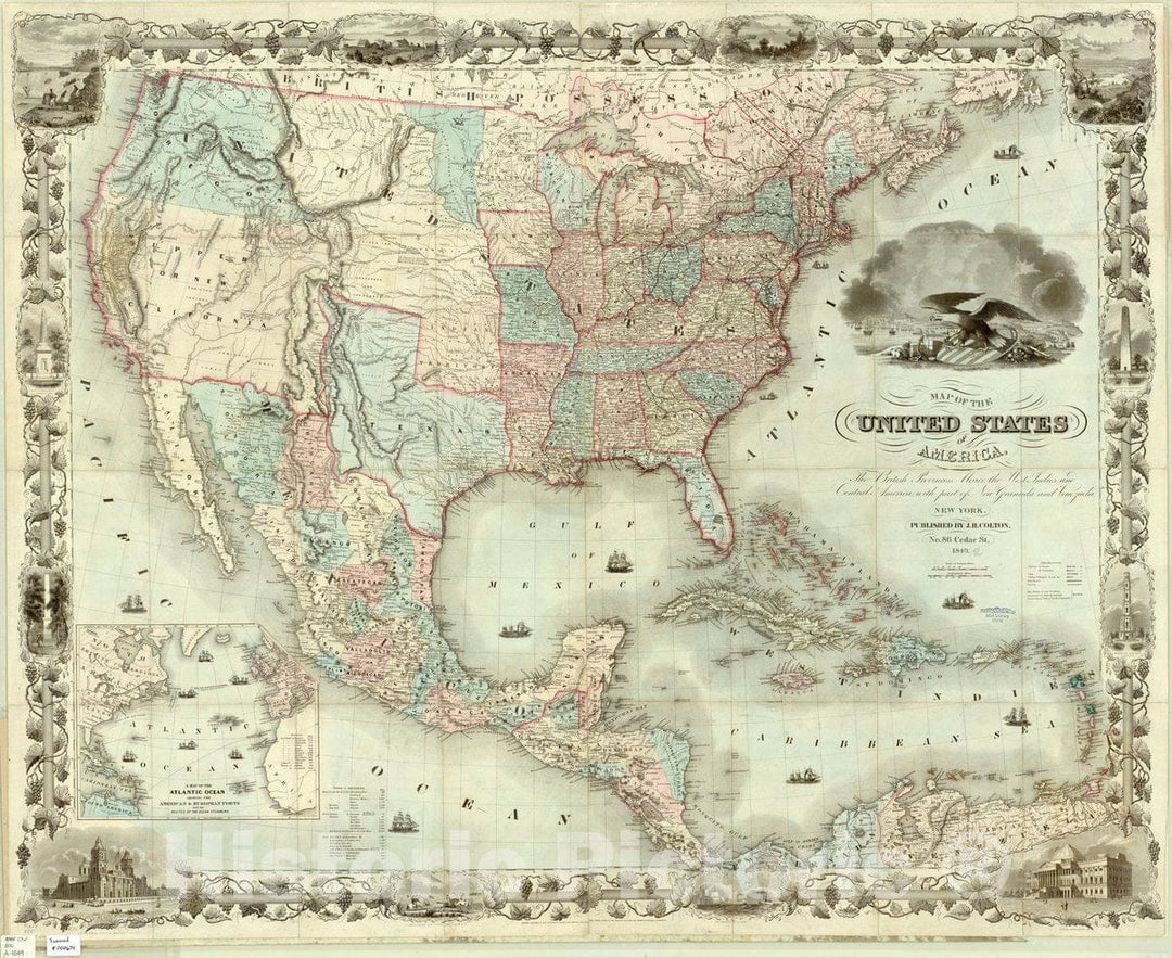 Map : United States , Map of the United States of America, the British provinces, Mexico, the West Indies and Central America, with part of New Granada and Venezuela