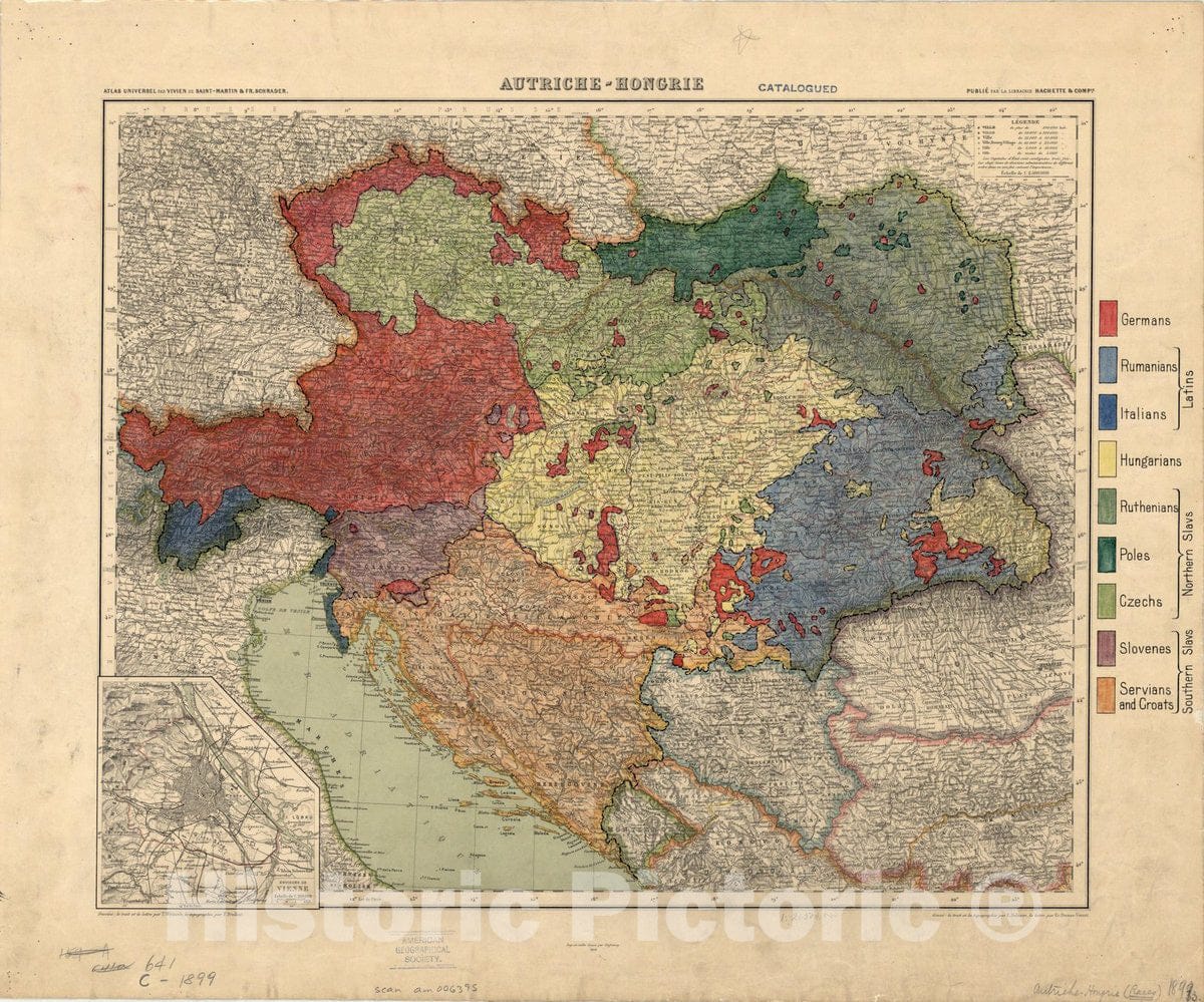 Map : Hungary 1899, Autriche-Hongrie , Antique Vintage Reproduction