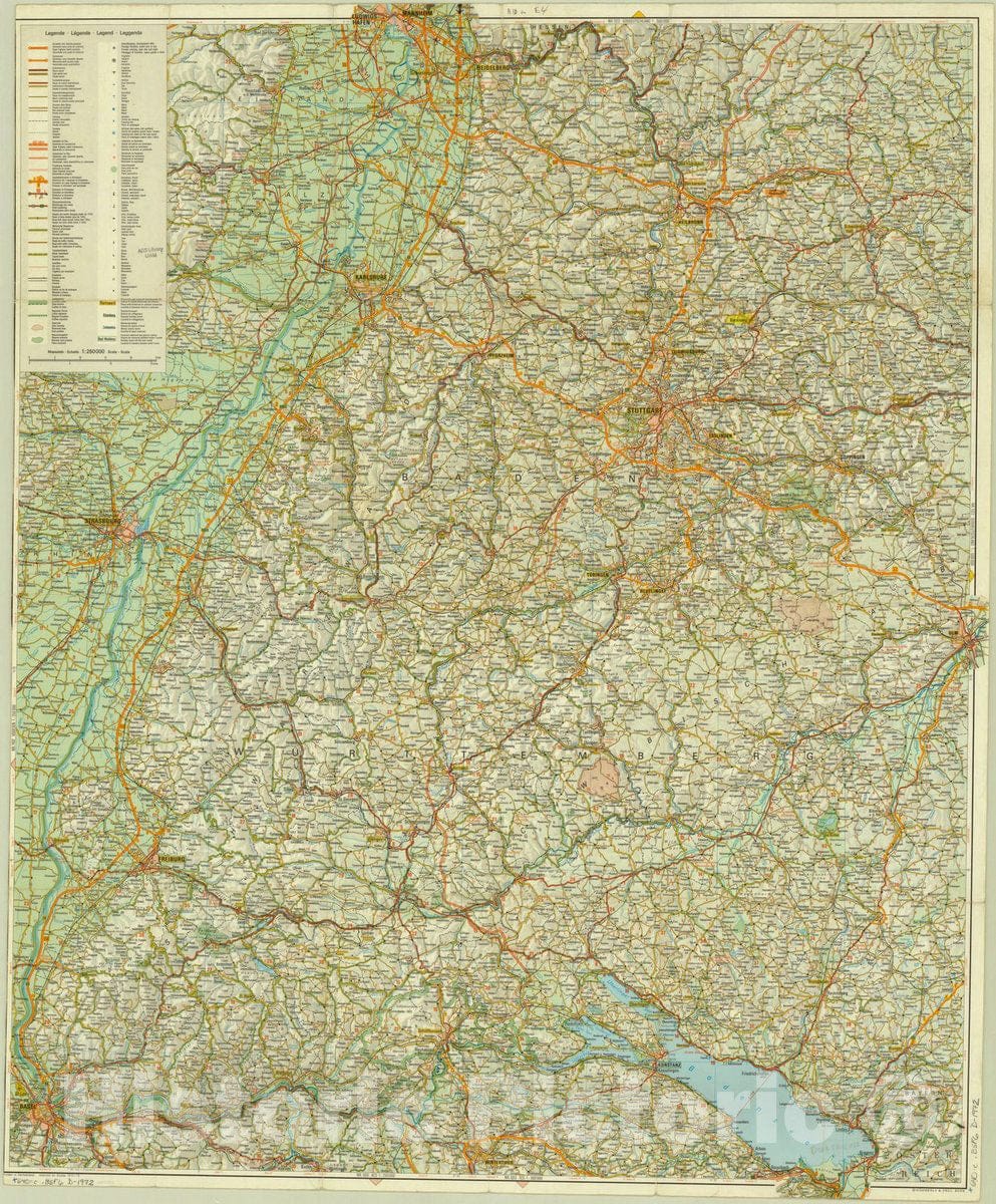 Map : Black Forest, Germany 1972, [Black Forest : road map for sight-seeing] , Antique Vintage Reproduction