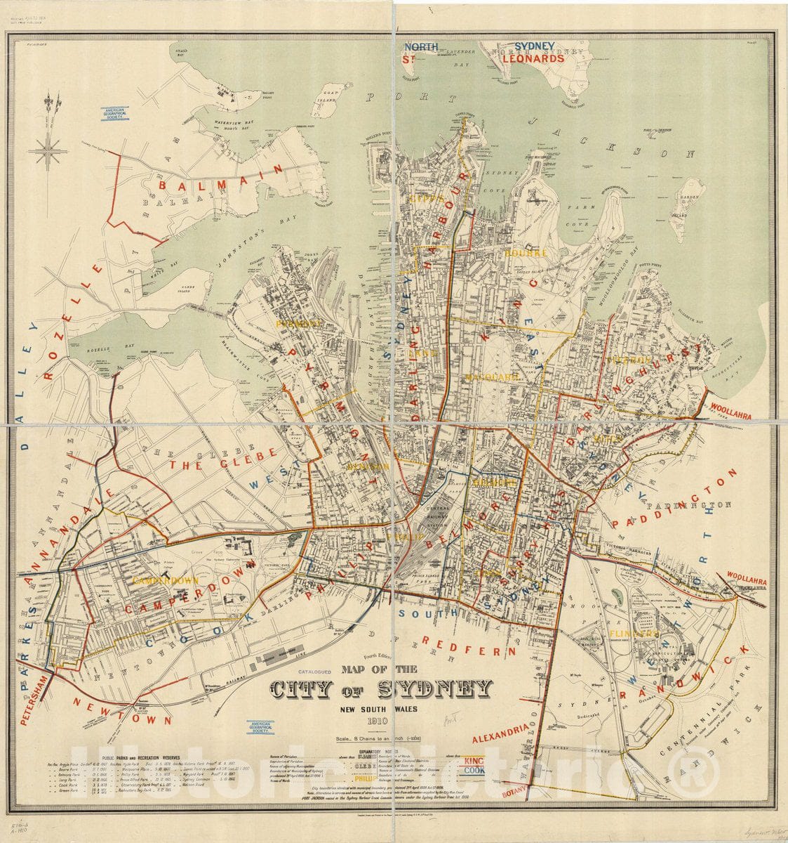 Map : Sydney (Australia) 1910 1, Map of the city of Sydney, New South Wales , Antique Vintage Reproduction