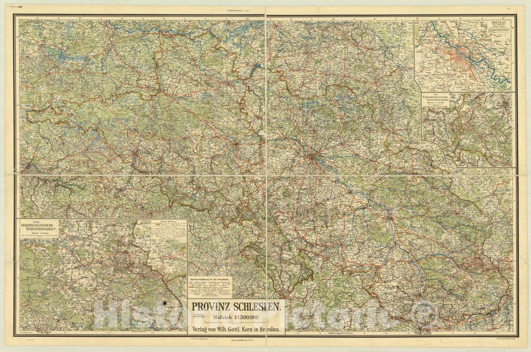 Map : Poland 1919, Provinz Schlesien , Antique Vintage Reproduction