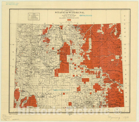 Historic Map : Wyoming 1916, State of Wyoming : lands designated by the Secretary of the Interior under the provisions of the Enlarged Homestead Acts , Antique Vintage Reproduction