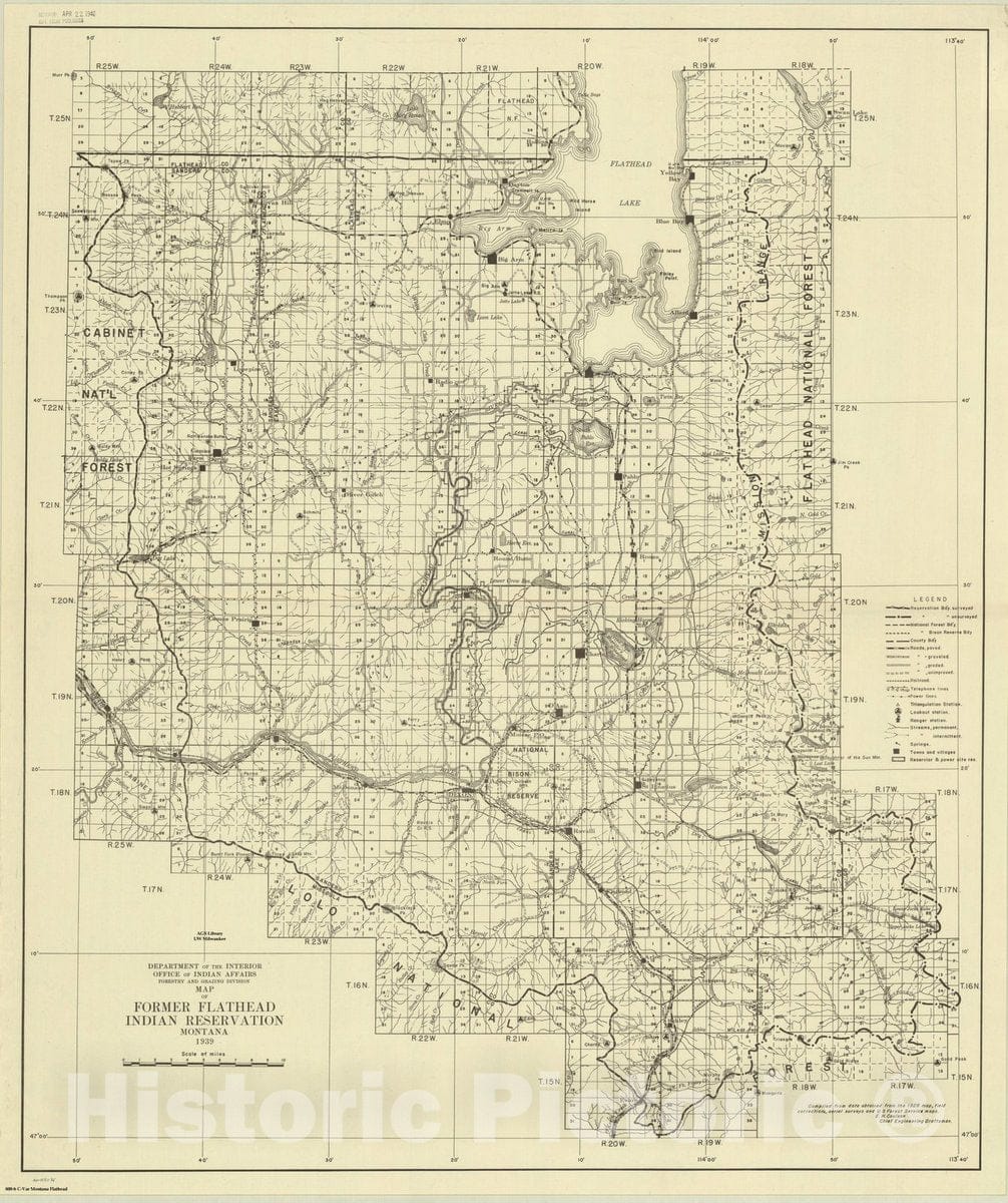 Map : Montana, Map of former Flathead Indian Reservation, Montana , Antique Vintage Reproduction