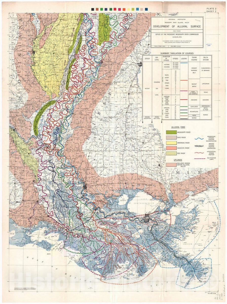 Map : Lower Mississippi River 1944 21, Geological investigation of the alluvial valley of the lower Mississippi river , Antique Vintage Reproduction