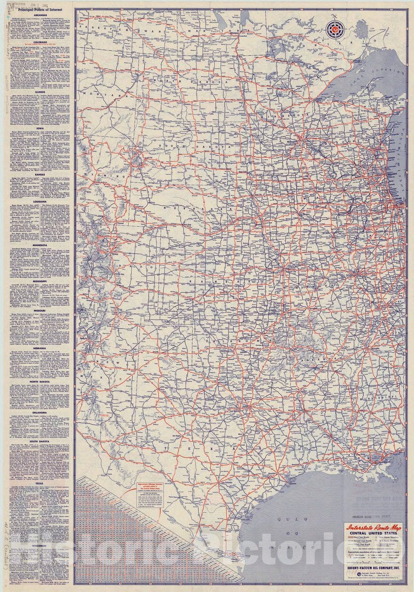 Map : United States, western 1940 1, Interstate travel guide : central and western United States , Antique Vintage Reproduction