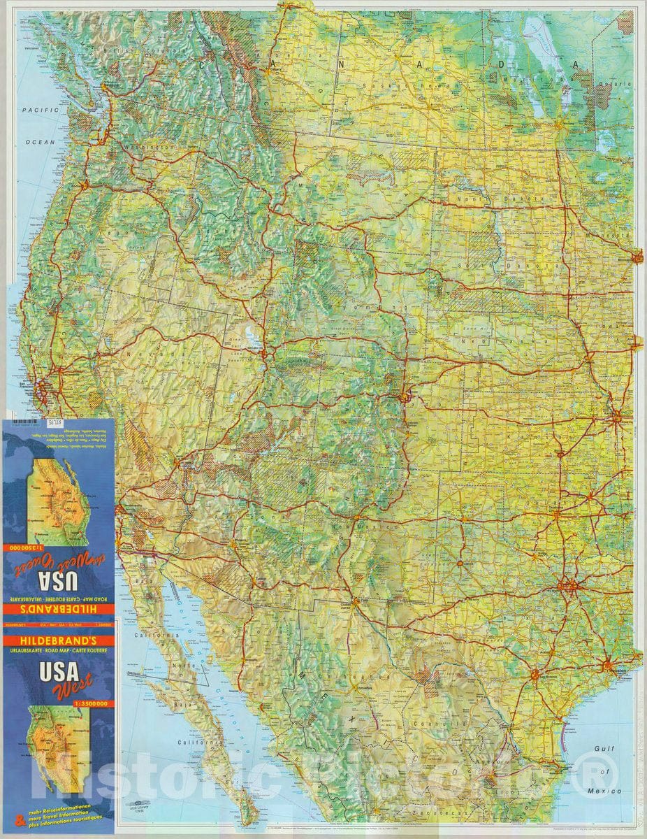 Map : United States, western 2007 4, Antique Vintage Reproduction