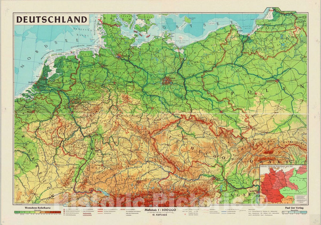 Map : Germany 1972, Deutschland , Antique Vintage Reproduction