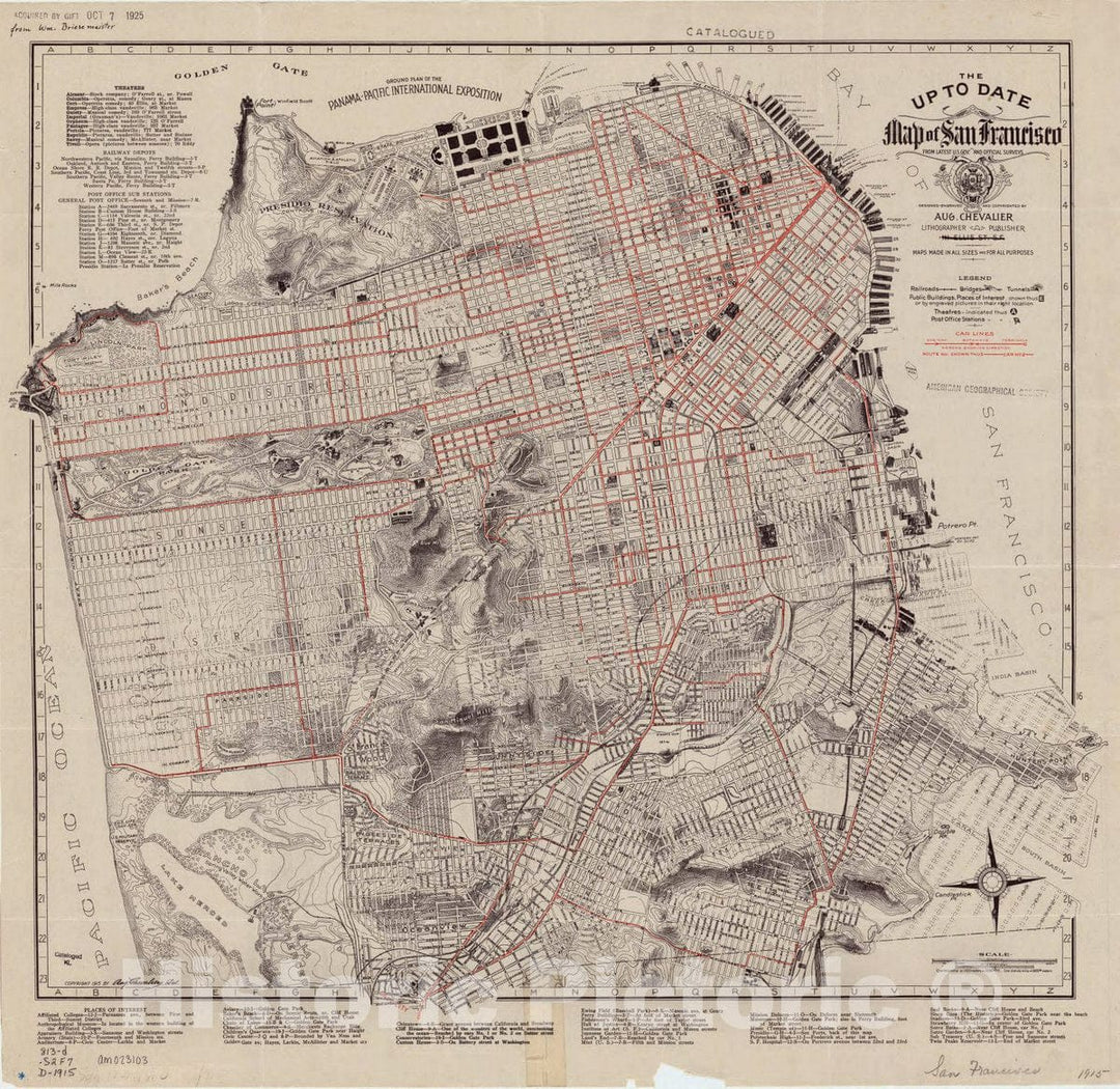 Map : San Francisco, California 1915, The up to date map of San Francisco , Antique Vintage Reproduction