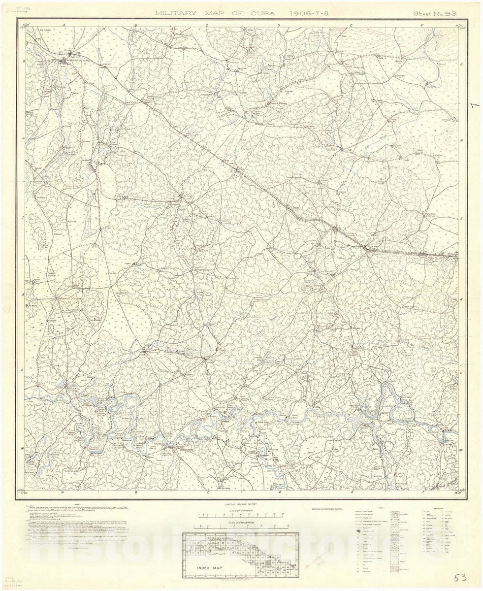 Map : Cuba 1906 81, Military map of Cuba , Antique Vintage Reproduction