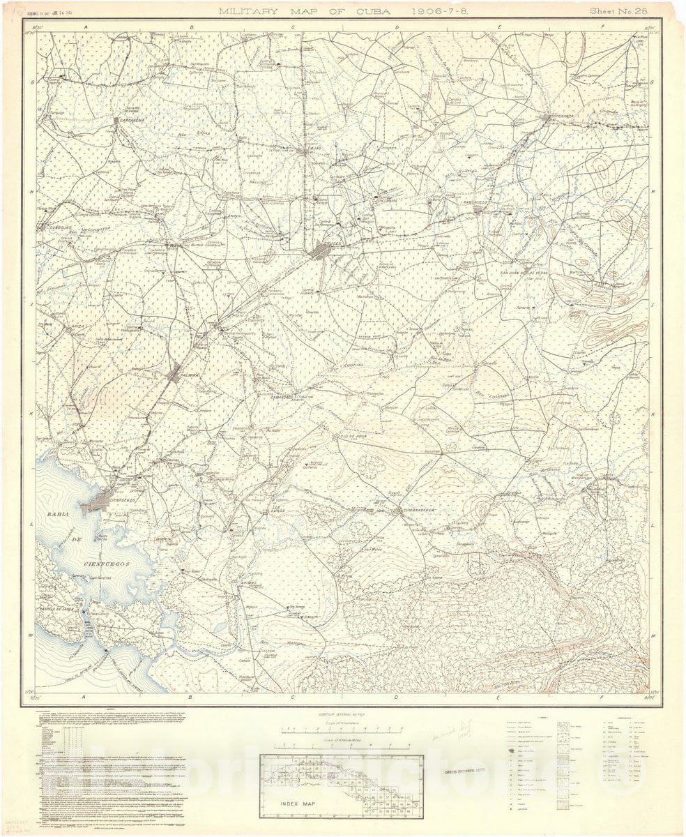 Map : Cuba 1906 82, Military map of Cuba , Antique Vintage Reproduction