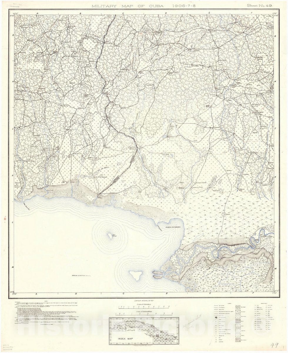 Map : Cuba 1906 83, Military map of Cuba , Antique Vintage Reproduction