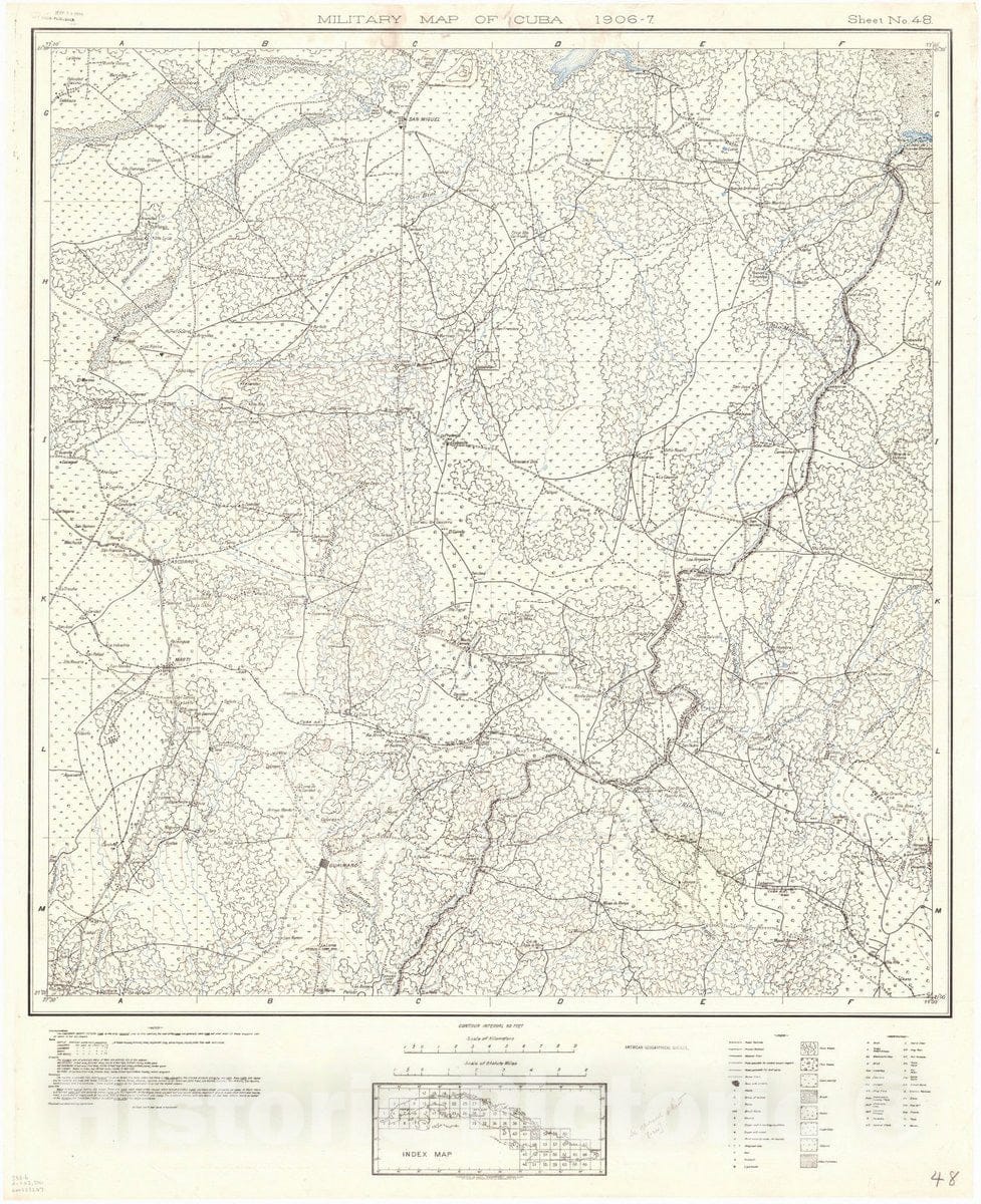 Map : Cuba 1906 84, Military map of Cuba , Antique Vintage Reproduction