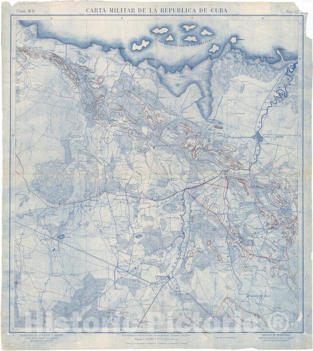 Map : Cuba 1906 87, Military map of Cuba , Antique Vintage Reproduction