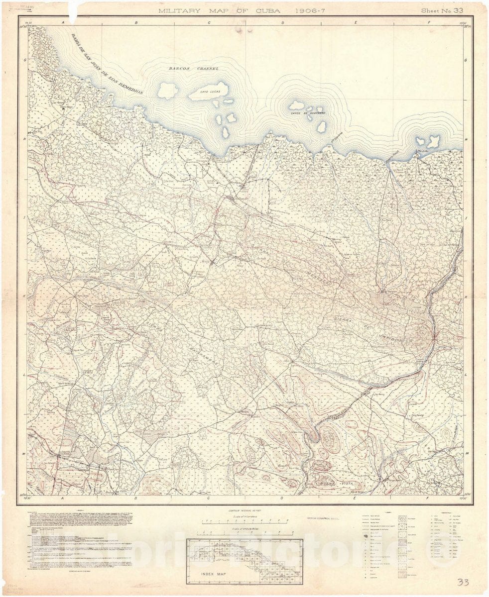 Map : Cuba 1906 91, Military map of Cuba , Antique Vintage Reproduction