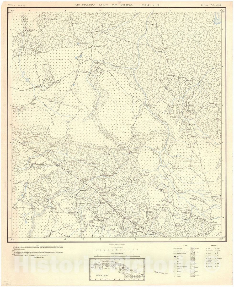 Map : Cuba 1906 93, Military map of Cuba , Antique Vintage Reproduction