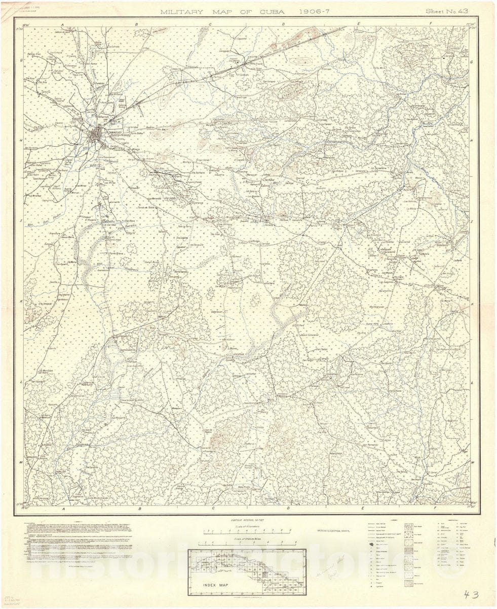 Map : Cuba 1906 95, Military map of Cuba , Antique Vintage Reproduction