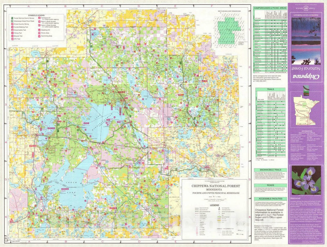 Map : Chippewa National Forest, Minnesota 1994, Chippewa National Forest, Minnesota , Antique Vintage Reproduction