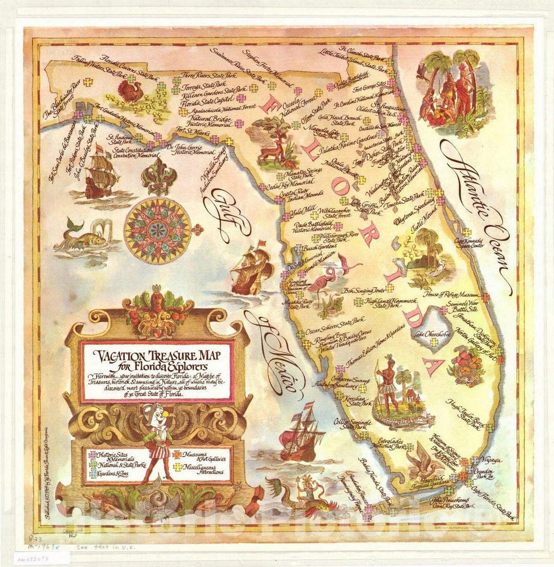 Map : Florida 1969, Vacation treasure map for Florida explorers , Antique Vintage Reproduction