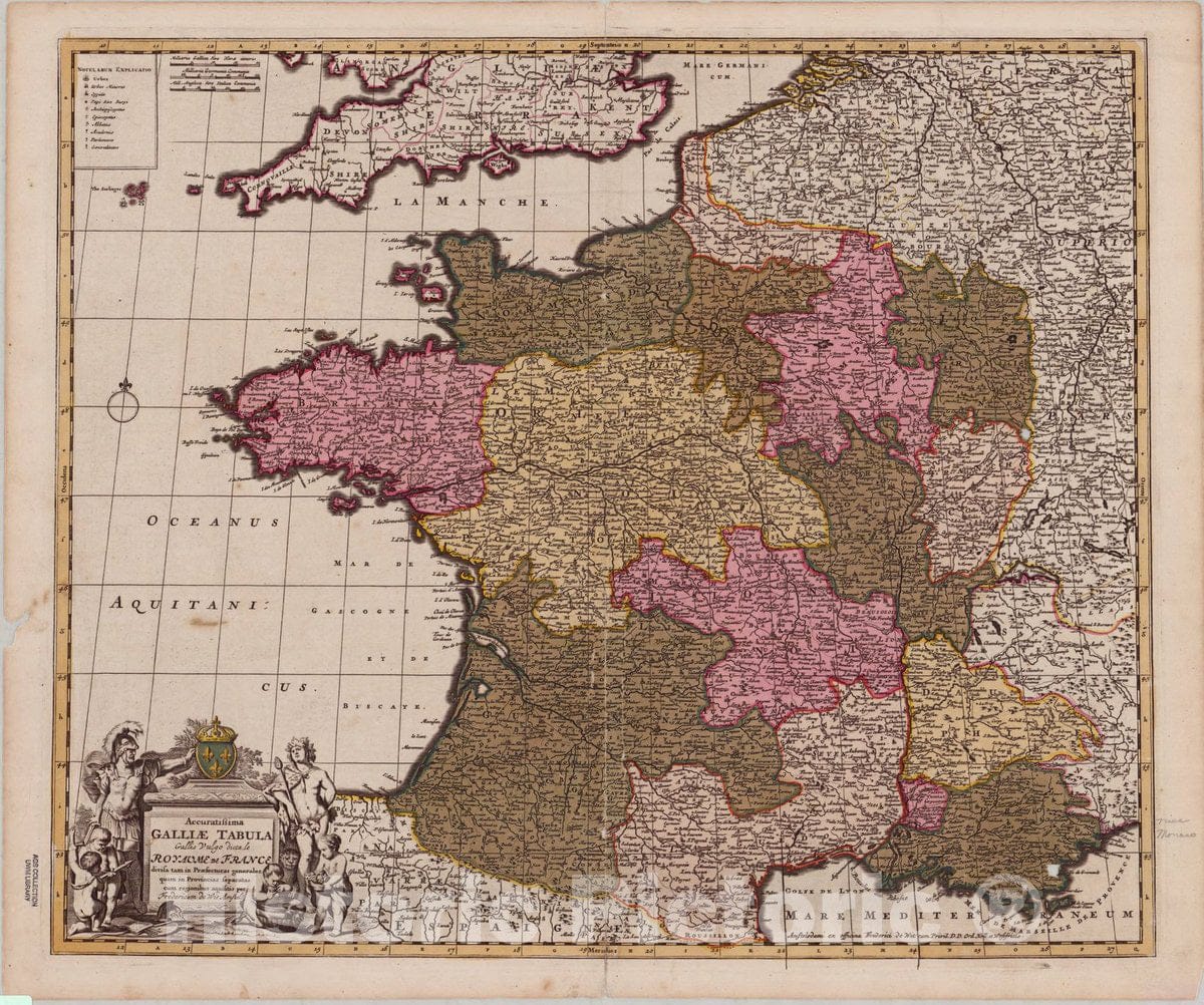 Map : France 1688, Antique Vintage Reproduction