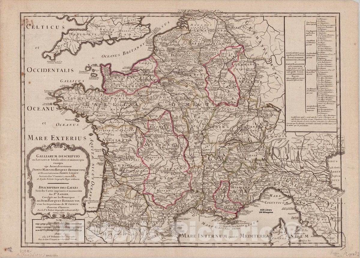 Map : France 1738, Antique Vintage Reproduction