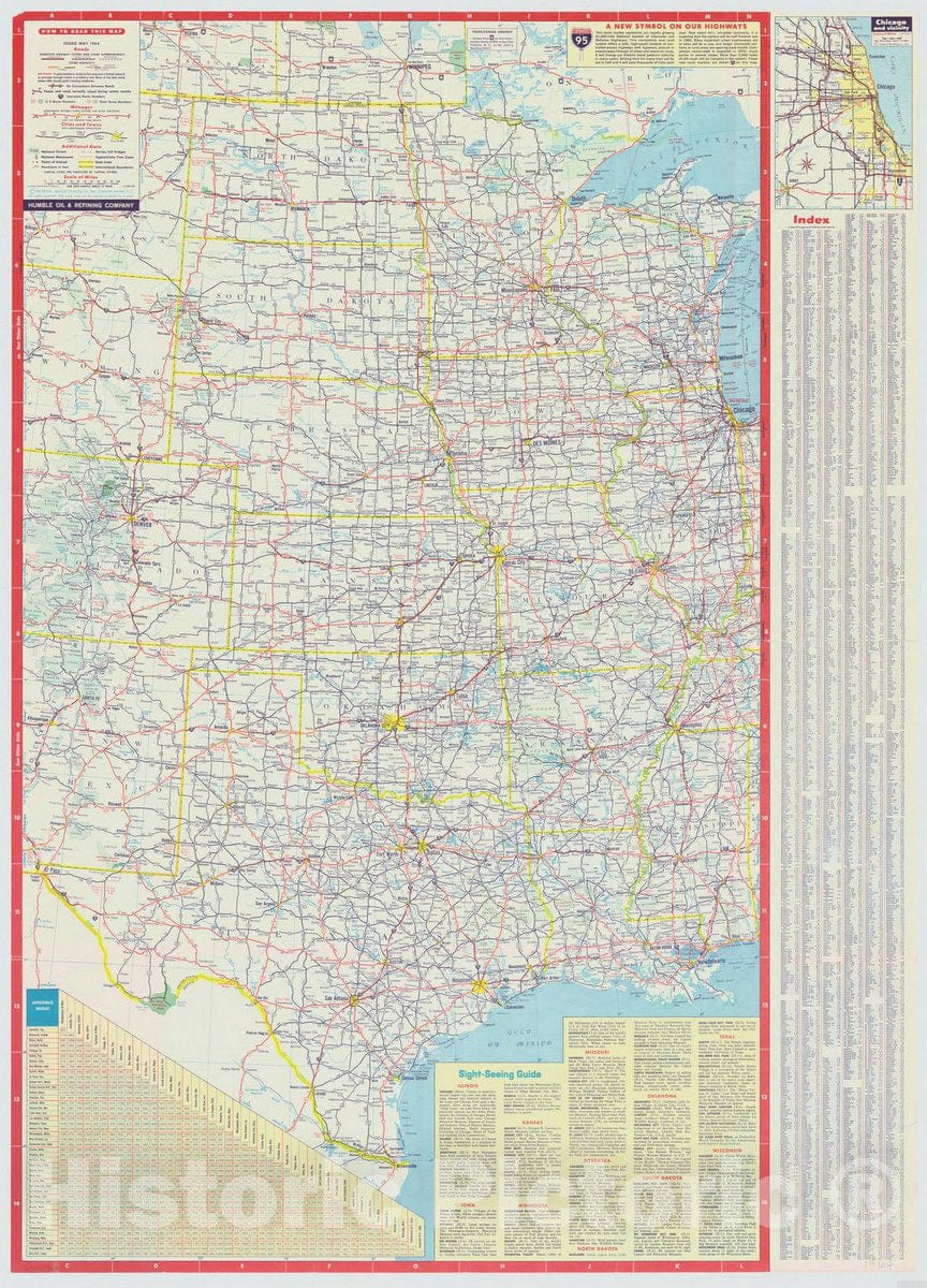 Map : United States 1964 1, Western United States route guide , Antique Vintage Reproduction