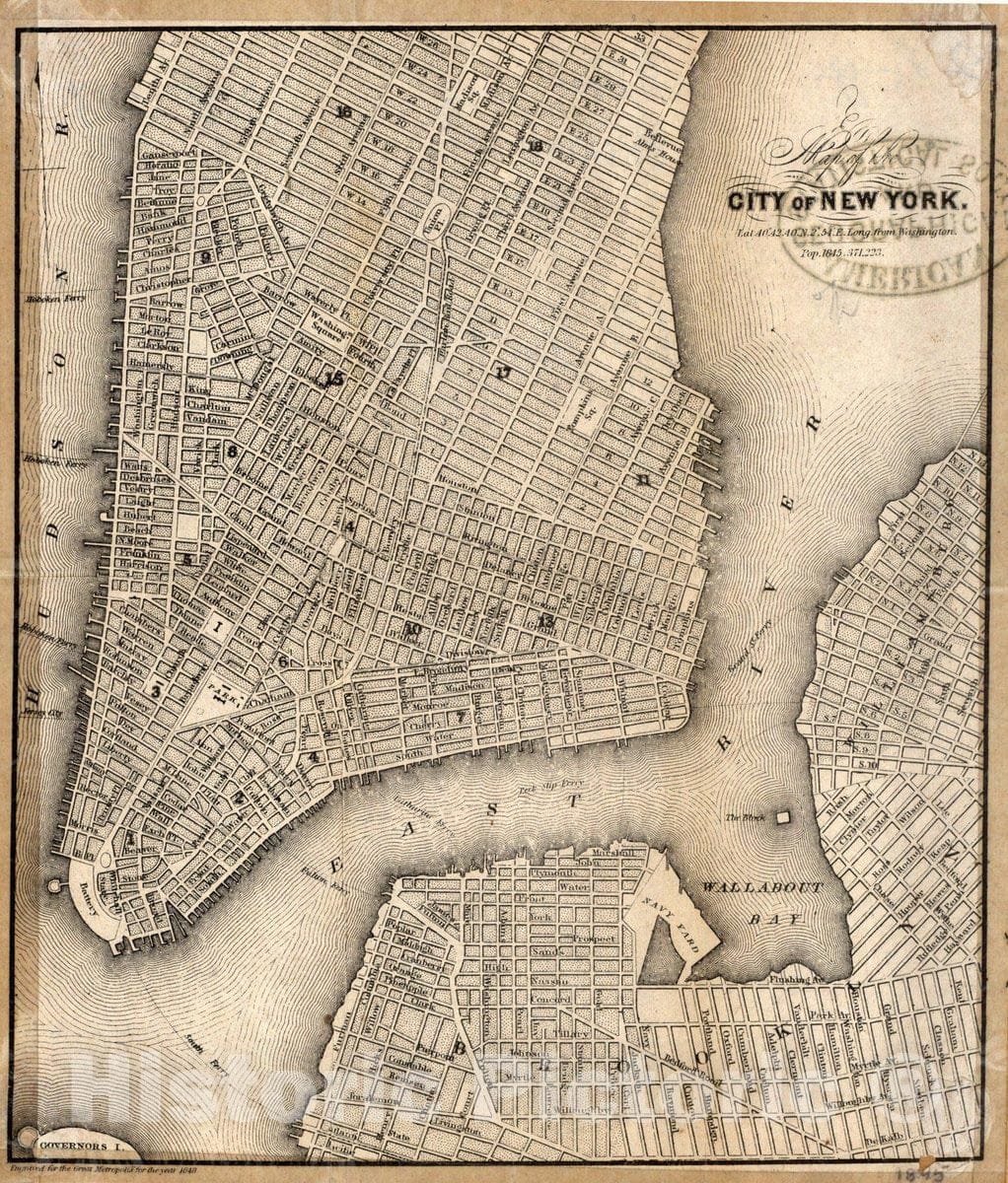 Map : New York (New York) 1840, Map of the city of New York, Antique Vintage Reproduction