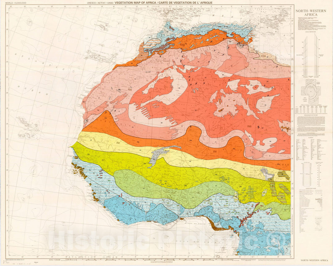 Map : Africa 1981 2, Vegetation map of Africa, Carte de Vegetation de l'Afrique , Antique Vintage Reproduction