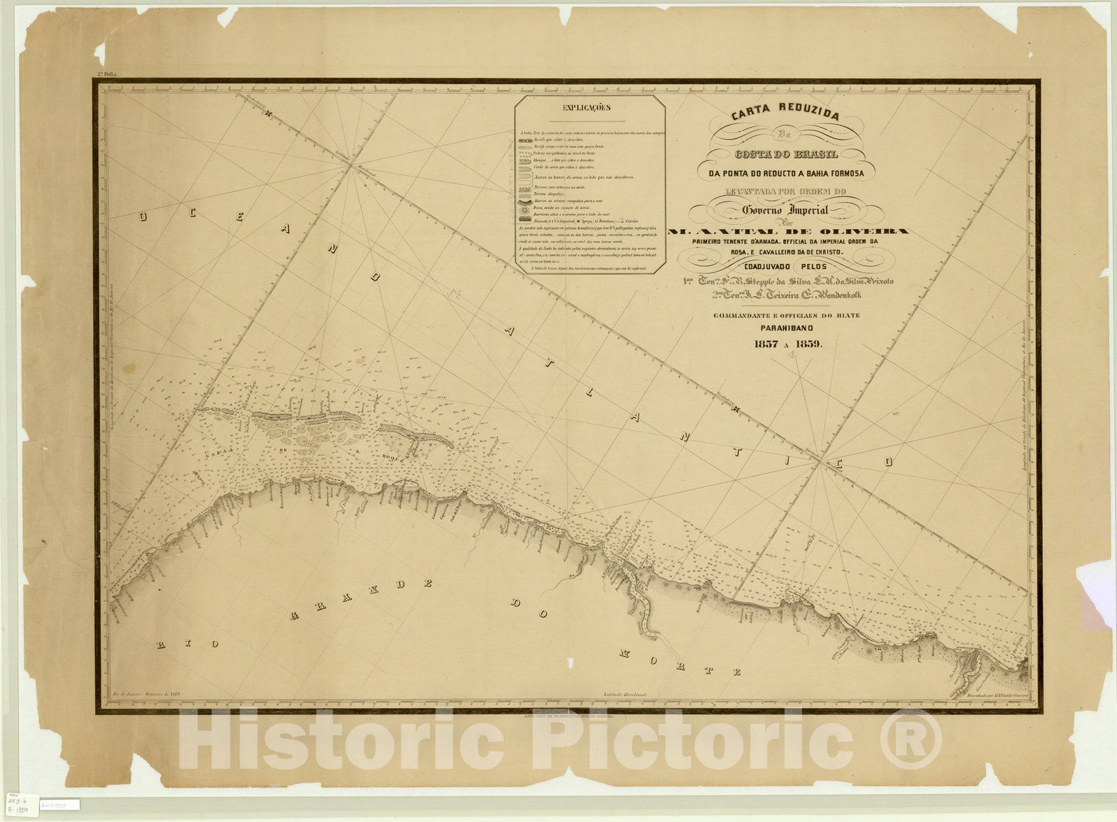 Map : Brazil 1862 1, Cartas da costa do Brasil entre o rio Mossoro e o de S. Francisco do Norte , Antique Vintage Reproduction