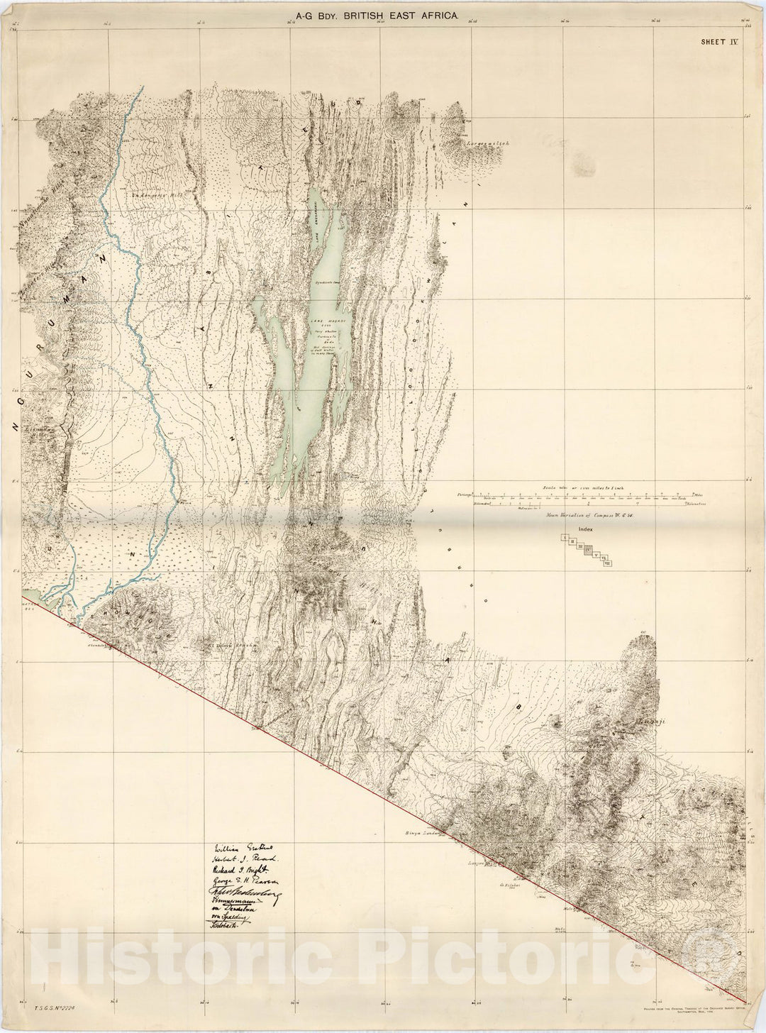 Map : East Africa 1906 1, Anglo-German boundary, East Africa 1904& 1905 , Antique Vintage Reproduction