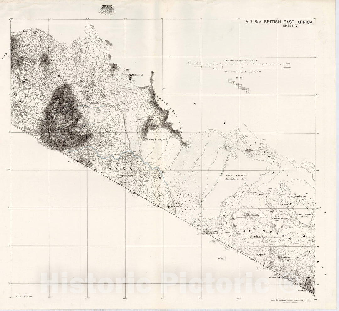 Map : East Africa 1906 3, Anglo-German boundary, East Africa 1904& 1905 , Antique Vintage Reproduction