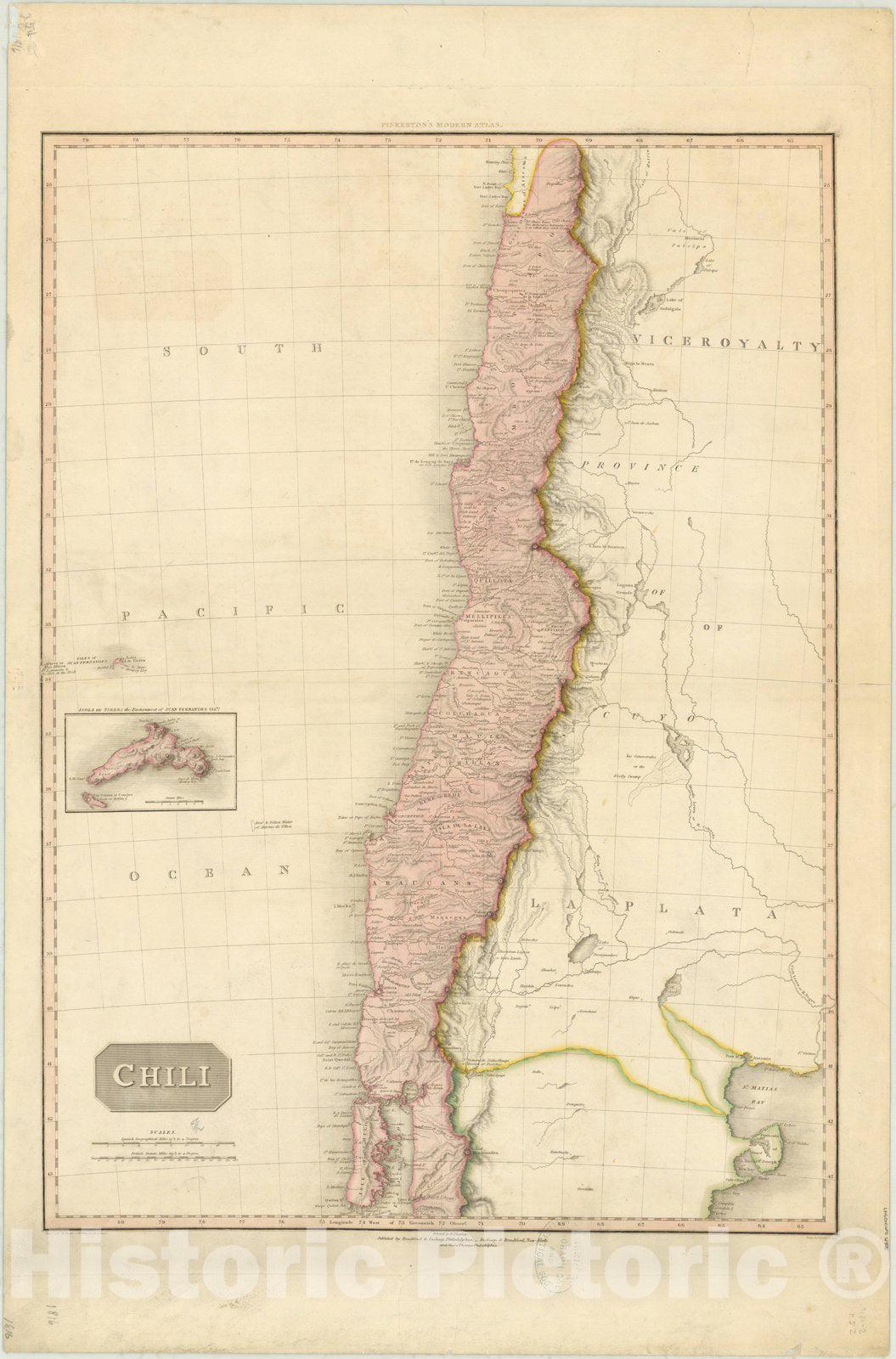 Map : Chile 1816, Antique Vintage Reproduction