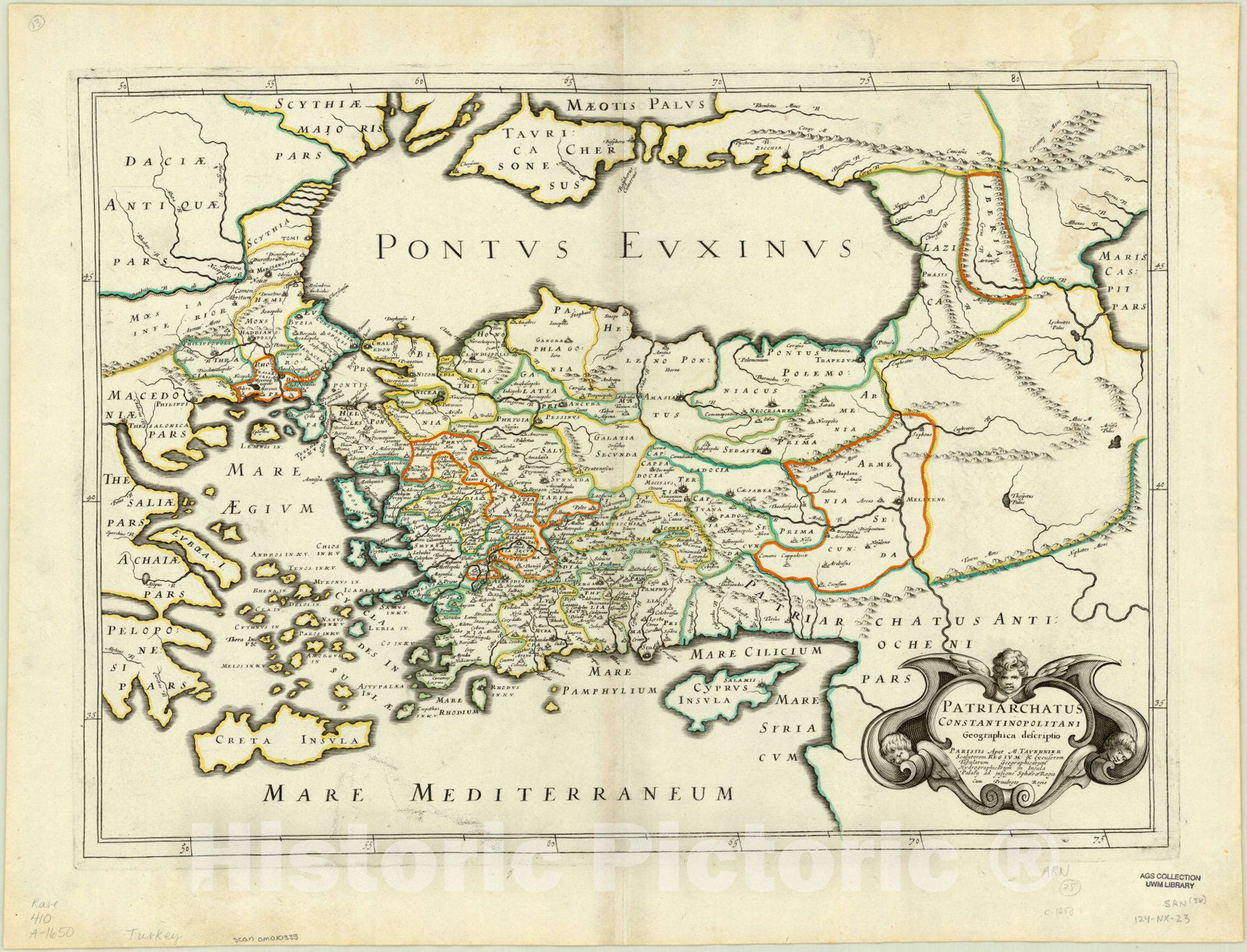 Map : Turkey 1650, Patriarchatus Constantinopolitani geographica descriptio , Antique Vintage Reproduction