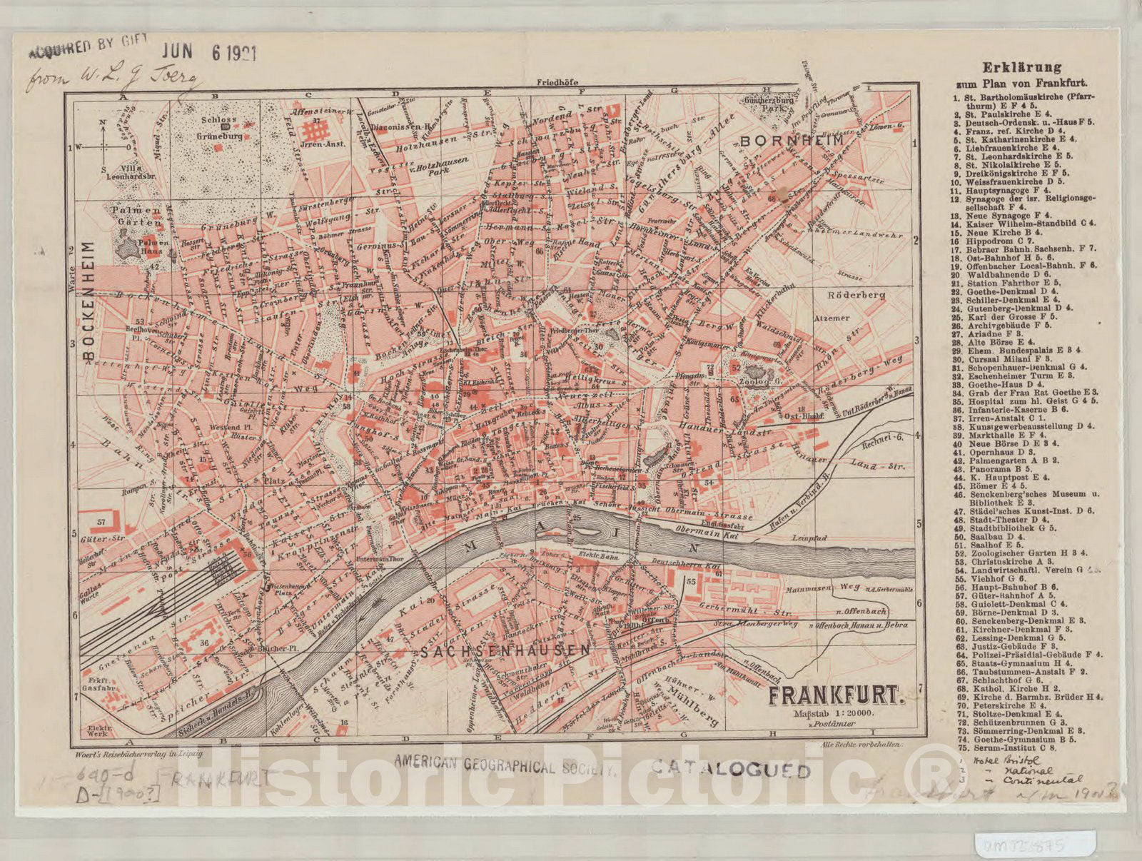 Map : Frankfurt, Germany 1900?, Frankfurt massstab 1:20 000 , Antique Vintage Reproduction