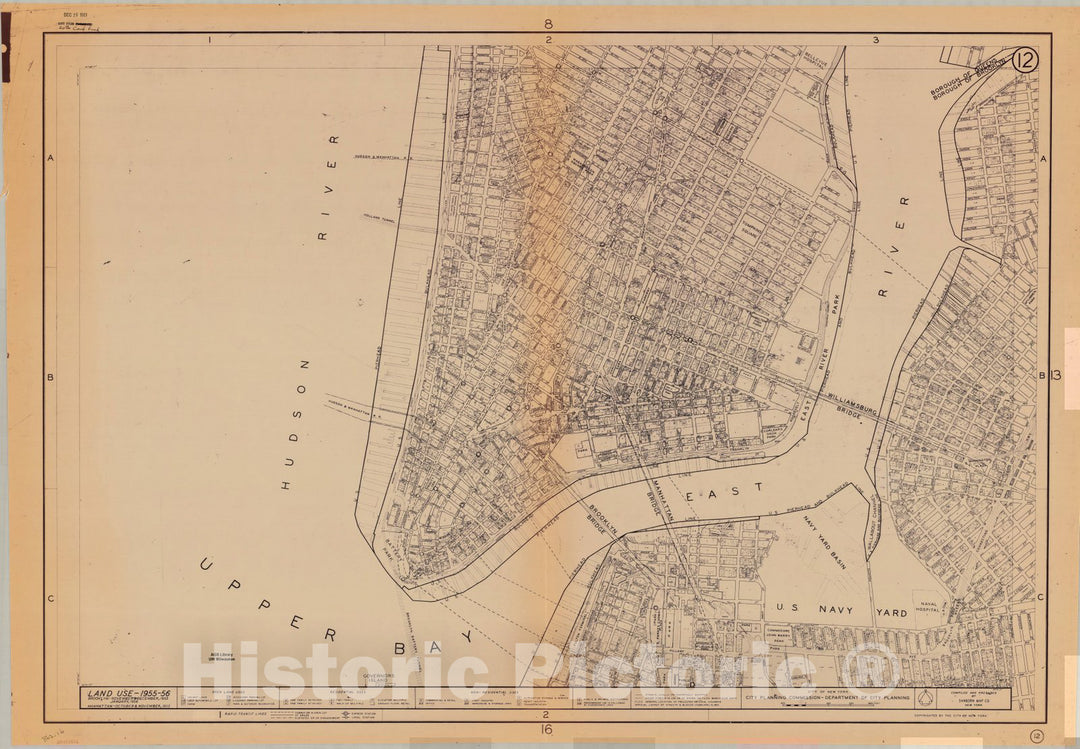 Map : New York City, New York 1956, Land use, 1955-56 SHEET 12 , Antique Vintage Reproduction