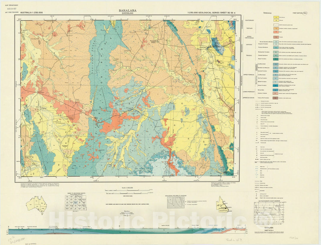 Map : Baralaba, Queensland 1966, Australia 1:250,000 Baralaba, Queensland , Antique Vintage Reproduction