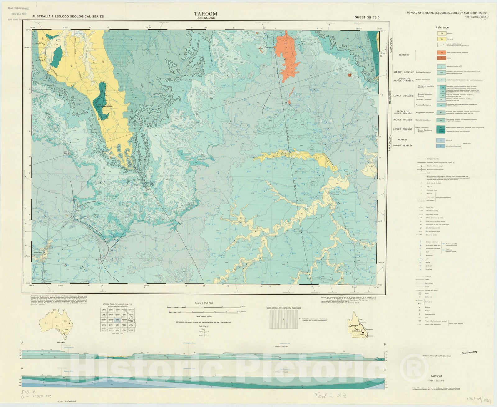 Map : Taroom, Queensland 1967, Australia 1:250,000 Taroom, Queensland , Antique Vintage Reproduction