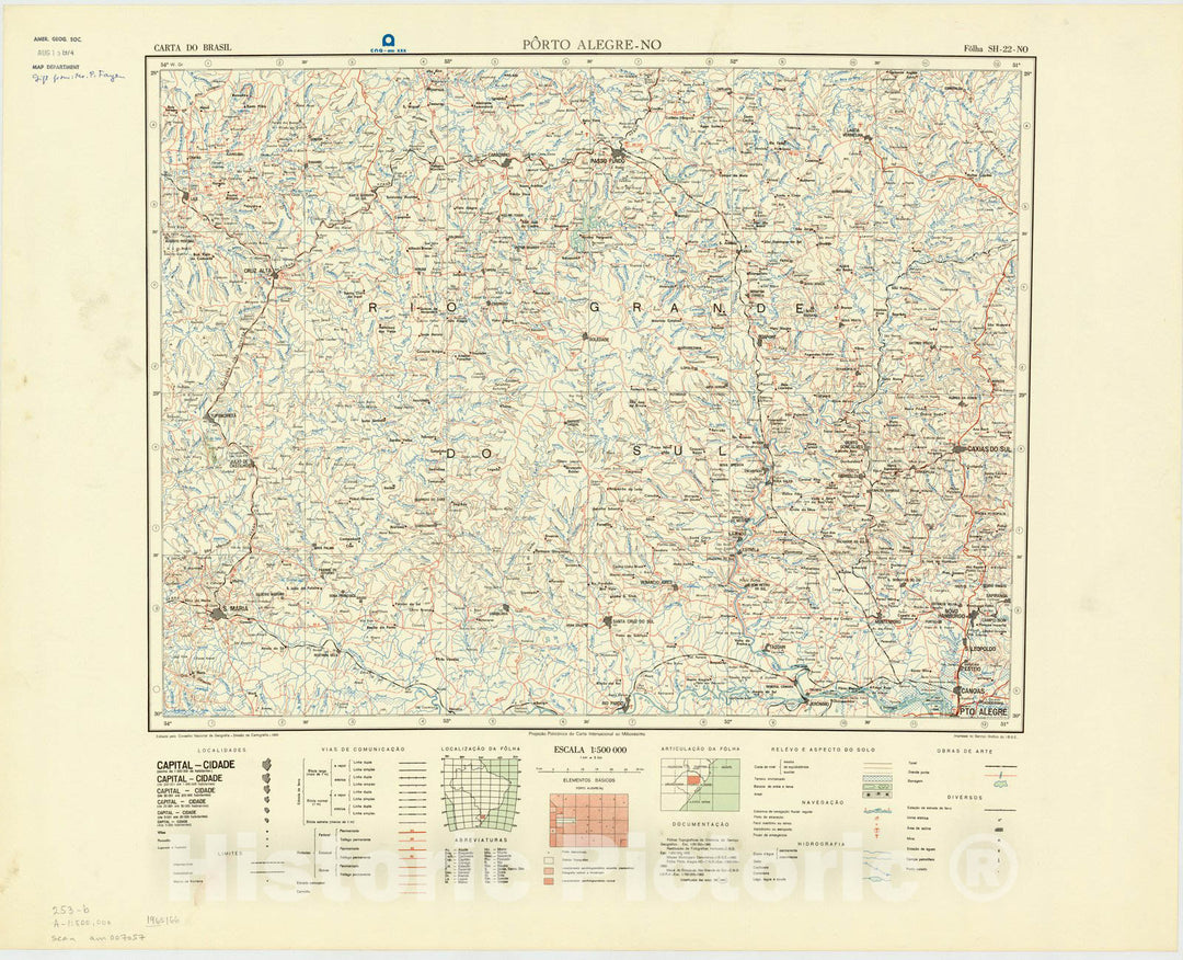 Map : Porto Alegre - NO, Brazil 1966, Carta do Brasil , Antique Vintage Reproduction