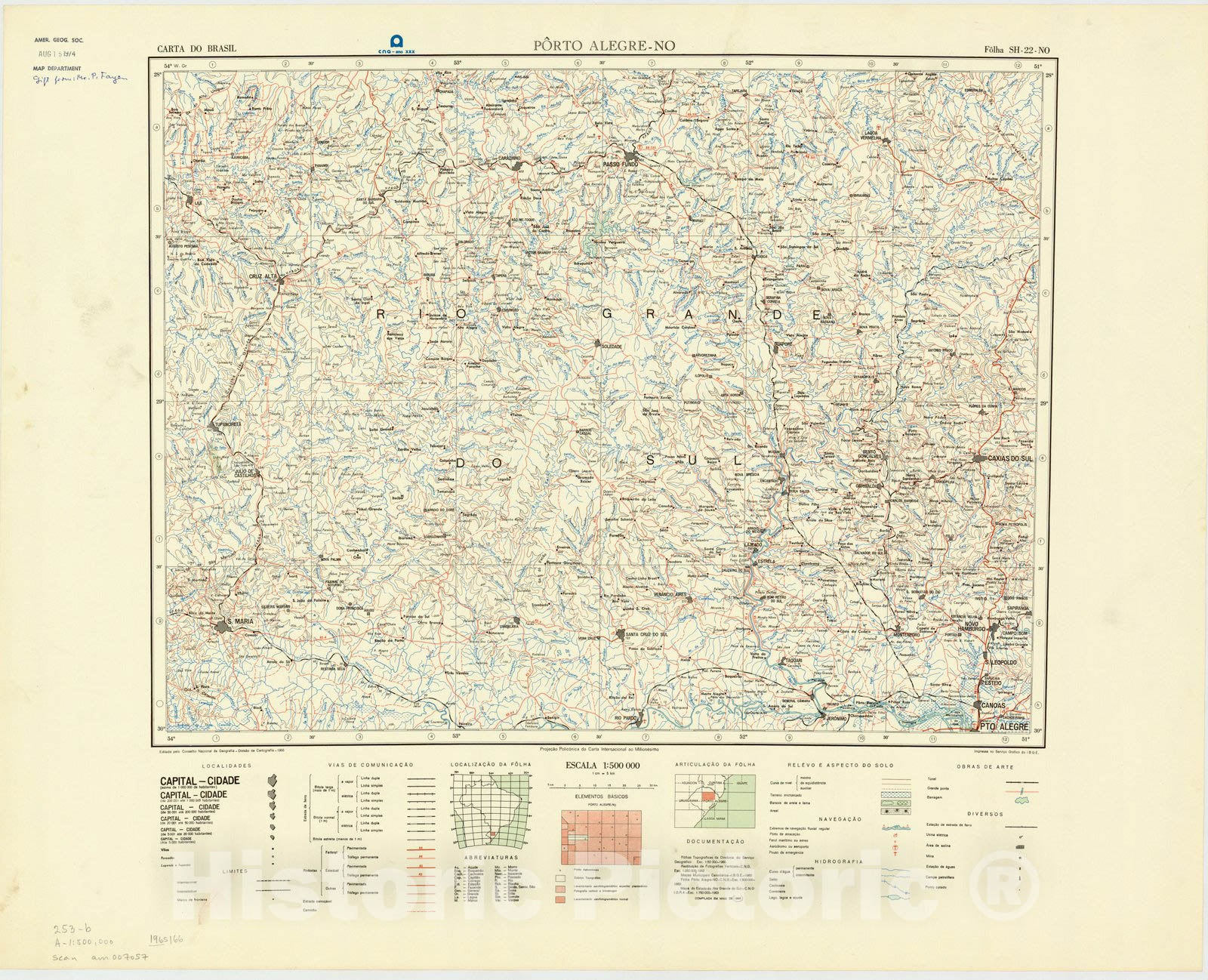 Map : Porto Alegre - NO, Brazil 1966, Carta do Brasil , Antique Vintage Reproduction